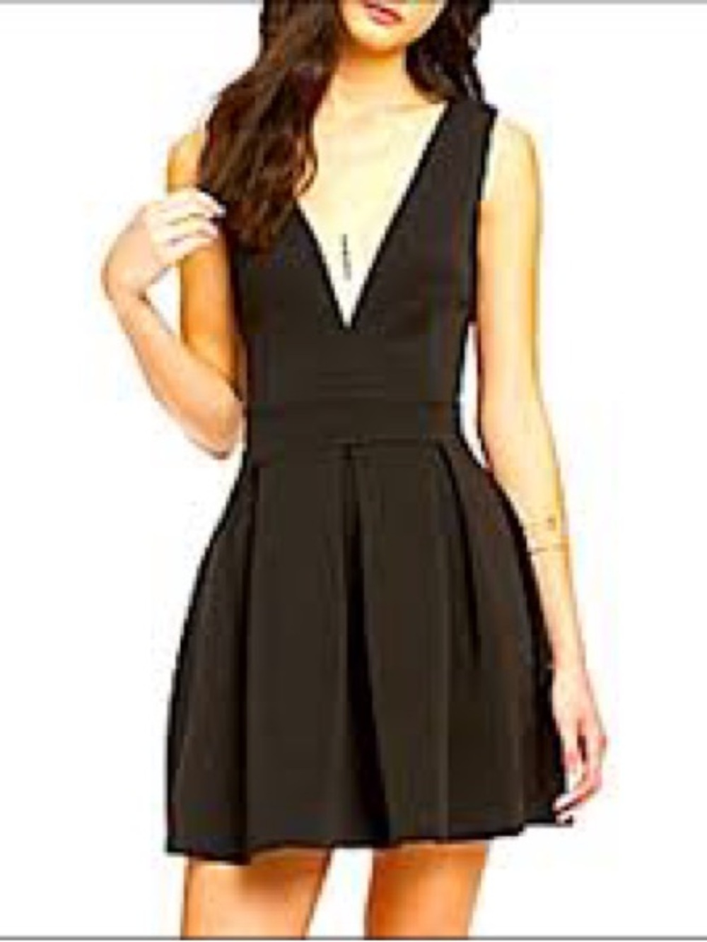 Sleeveless Black V-Neck Mini Dress